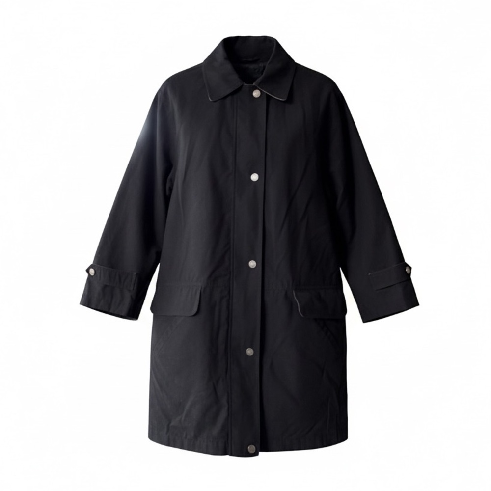 London Fog Women's Vintage Trench Coat Black/Beige 90’s Classic Outdoor Size S - Picture 3 of 11
